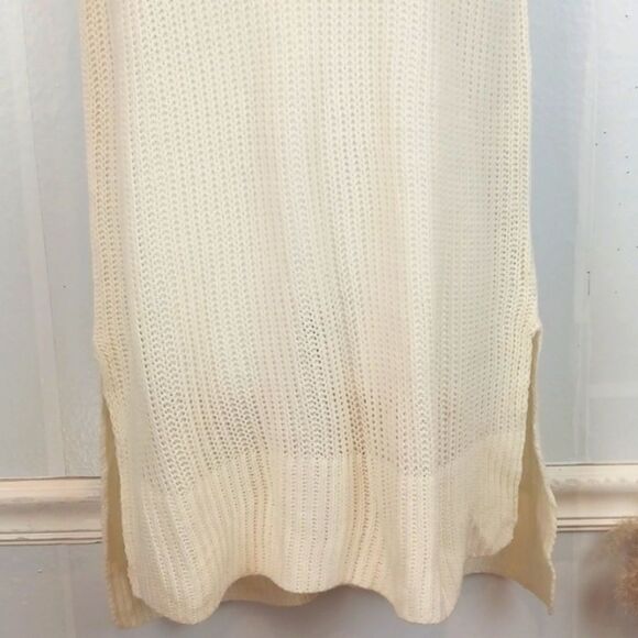 Women Ivory cowl neck sleeveless tunic length knit Lagenlook Boho sweater sz 12 - Picture 4 of 10